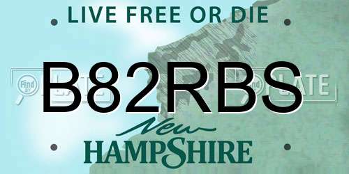 B82RBS New Hampshire License Plate