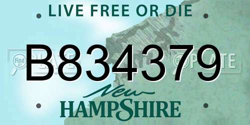B834379 New Hampshire License Plate