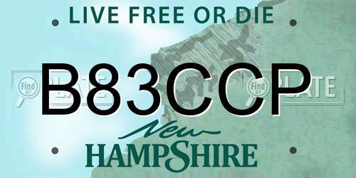 B83CCP New Hampshire License Plate