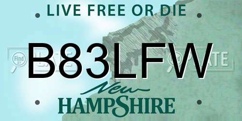 B83LFW New Hampshire License Plate