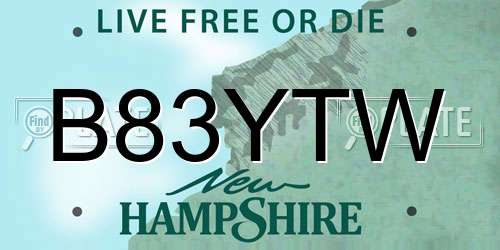 B83YTW New Hampshire License Plate