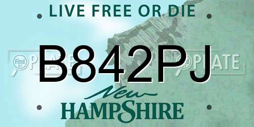 B842PJ New Hampshire License Plate