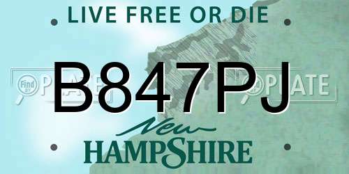 B847PJ New Hampshire License Plate