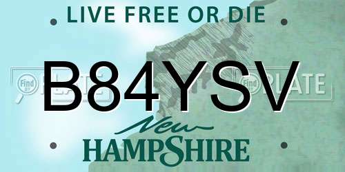 B84YSV New Hampshire License Plate