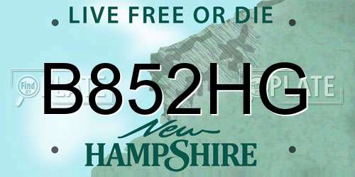 B852HG New Hampshire License Plate