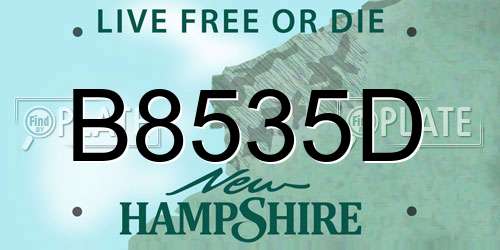 B8535D New Hampshire License Plate
