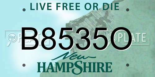 B8535O New Hampshire License Plate