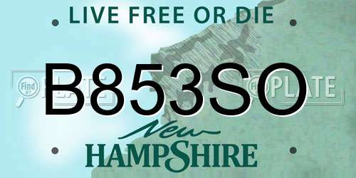 B853SO New Hampshire License Plate