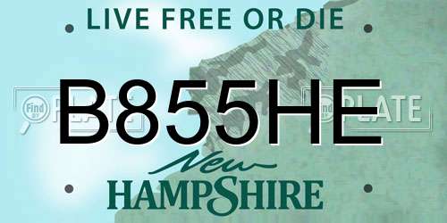 B855HE New Hampshire License Plate