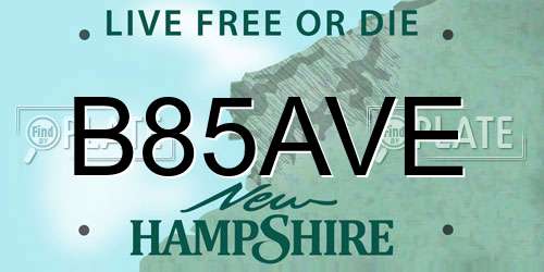 B85AVE New Hampshire License Plate