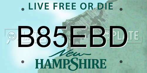 B85EBD New Hampshire License Plate
