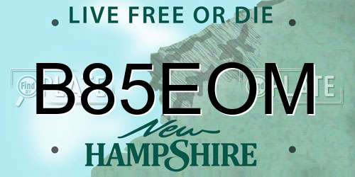 B85EOM New Hampshire License Plate