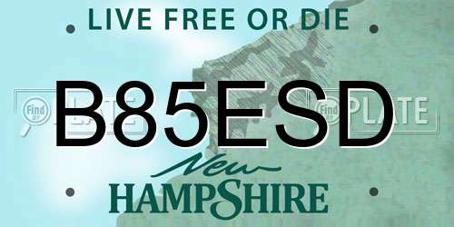 B85ESD New Hampshire License Plate