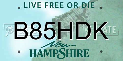B85HDK New Hampshire License Plate