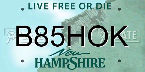 B85HOK New Hampshire License Plate