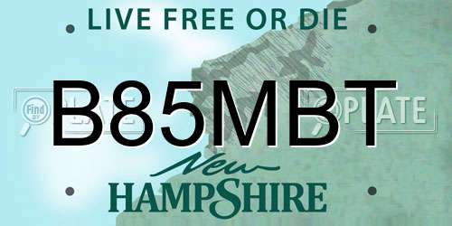 B85MBT New Hampshire License Plate