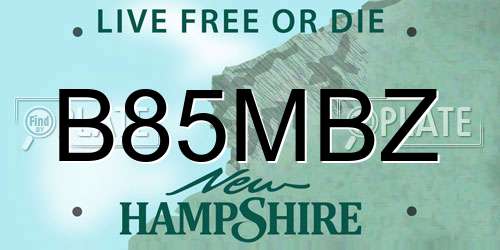 B85MBZ New Hampshire License Plate