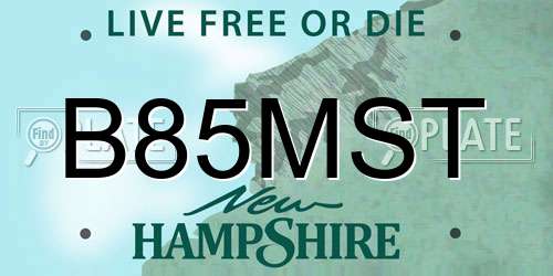 B85MST New Hampshire License Plate