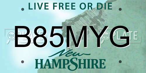 B85MYG New Hampshire License Plate