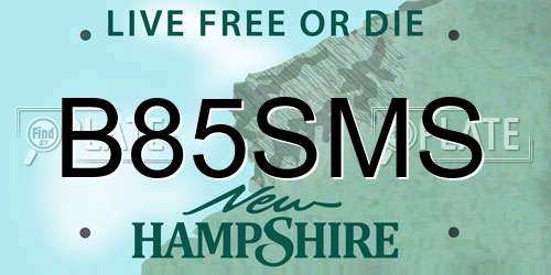 B85SMS New Hampshire License Plate