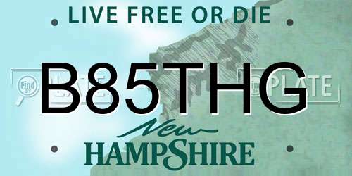 B85THG New Hampshire License Plate