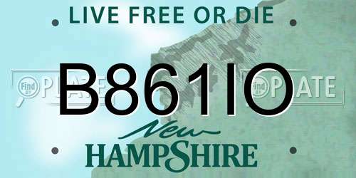B861IO New Hampshire License Plate