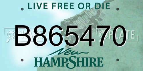 B865470 New Hampshire License Plate