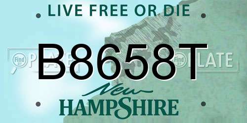 B8658T New Hampshire License Plate