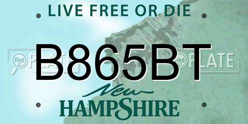 B865BT New Hampshire License Plate