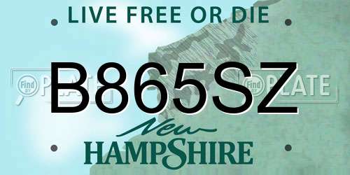 B865SZ New Hampshire License Plate