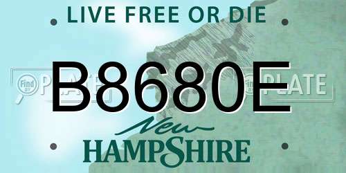 B8680E New Hampshire License Plate