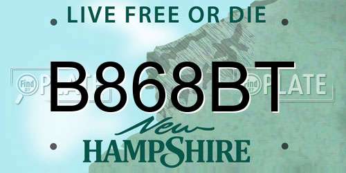 B868BT New Hampshire License Plate