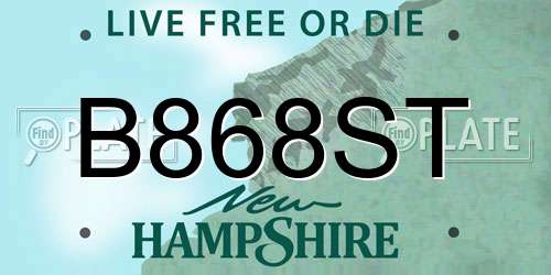 B868ST New Hampshire License Plate