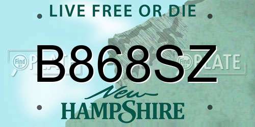 B868SZ New Hampshire License Plate