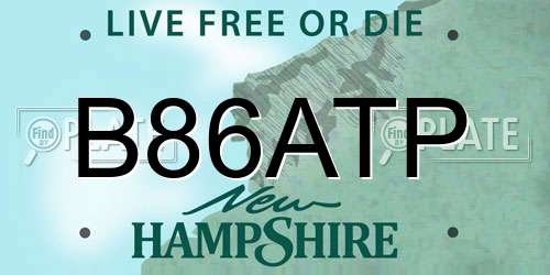 B86ATP New Hampshire License Plate