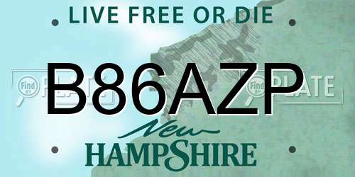 B86AZP New Hampshire License Plate