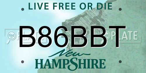B86BBT New Hampshire License Plate