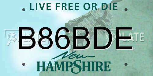 B86BDE New Hampshire License Plate