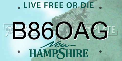 B86OAG New Hampshire License Plate
