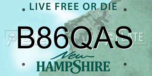 B86QAS New Hampshire License Plate