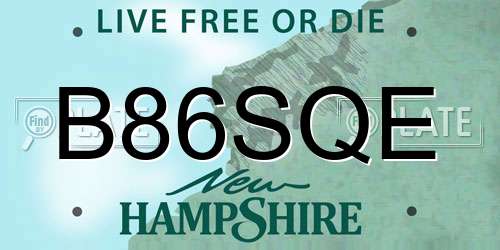 B86SQE New Hampshire License Plate