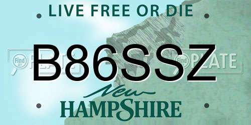 B86SSZ New Hampshire License Plate