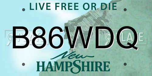 B86WDQ New Hampshire License Plate