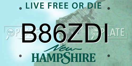 B86ZDI New Hampshire License Plate
