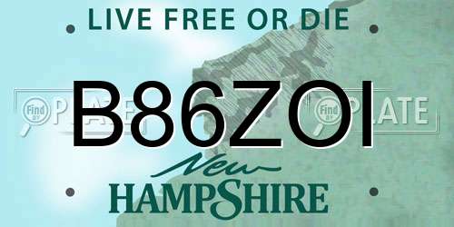 B86ZOI New Hampshire License Plate