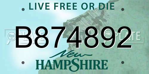 B874892 New Hampshire License Plate