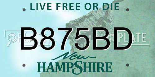 B875BD New Hampshire License Plate