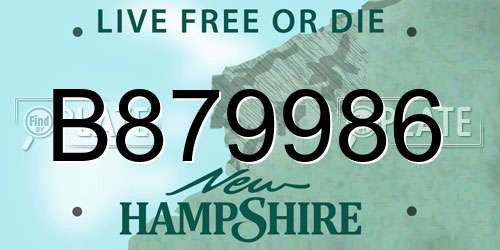 B879986 New Hampshire License Plate