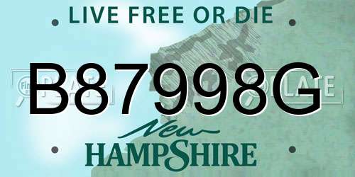 B87998G New Hampshire License Plate