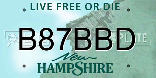 B87BBD New Hampshire License Plate